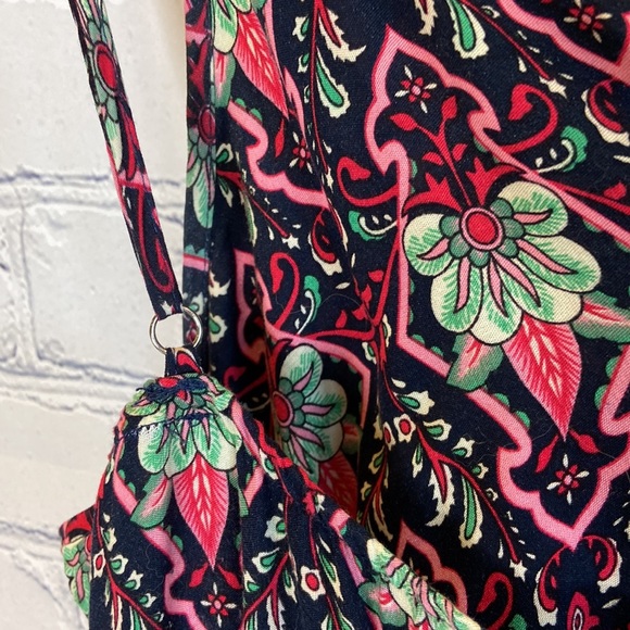 Pretty Garden Floral Navy, Green, and Pink Multicolored Spaghetti Strap Dress - Picture 11 of 13